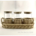 Rattan verpackte Glas -Glas -Glas Set